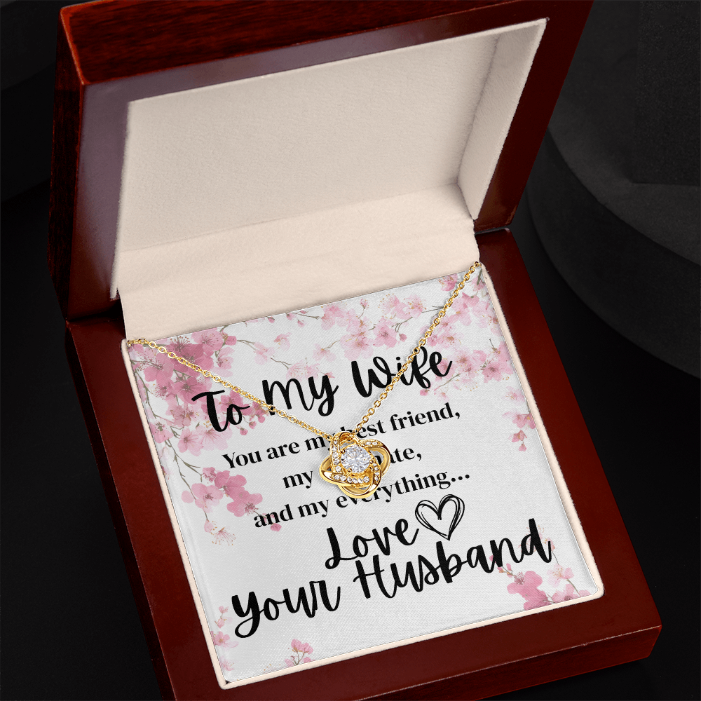 To My Wife – Love Knot Necklace Gift from Husband | Romantic Message Card Jewelry for Her