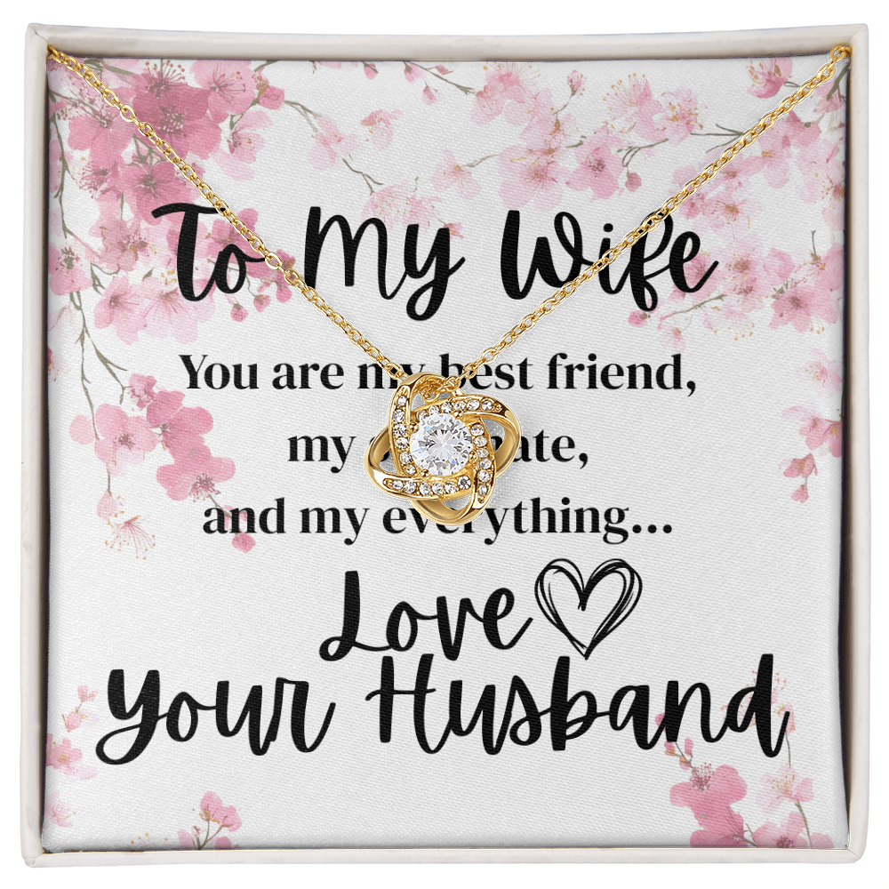 To My Wife – Love Knot Necklace Gift from Husband | Romantic Message Card Jewelry for Her