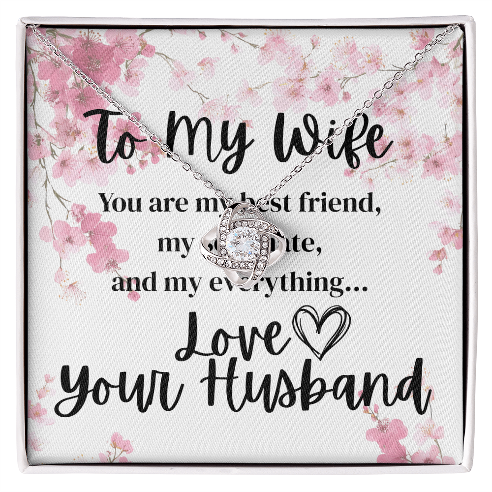 To My Wife – Love Knot Necklace Gift from Husband | Romantic Message Card Jewelry for Her