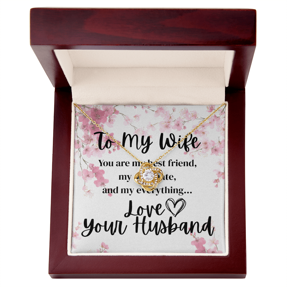 To My Wife – Love Knot Necklace Gift from Husband | Romantic Message Card Jewelry for Her